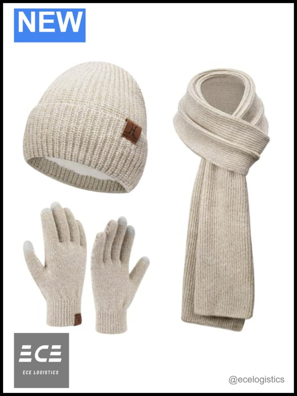 Womens Warm Beanie Hat Touchscreen Gloves Long Scarf Set Fleece Lined Winter